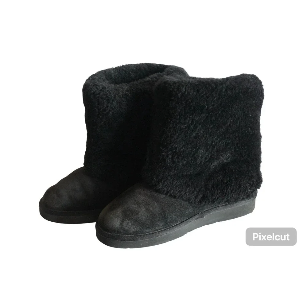 UGG Patten 1006794 Women's Snow Boots 7 Black Suede Sheepskin Pull On Boots